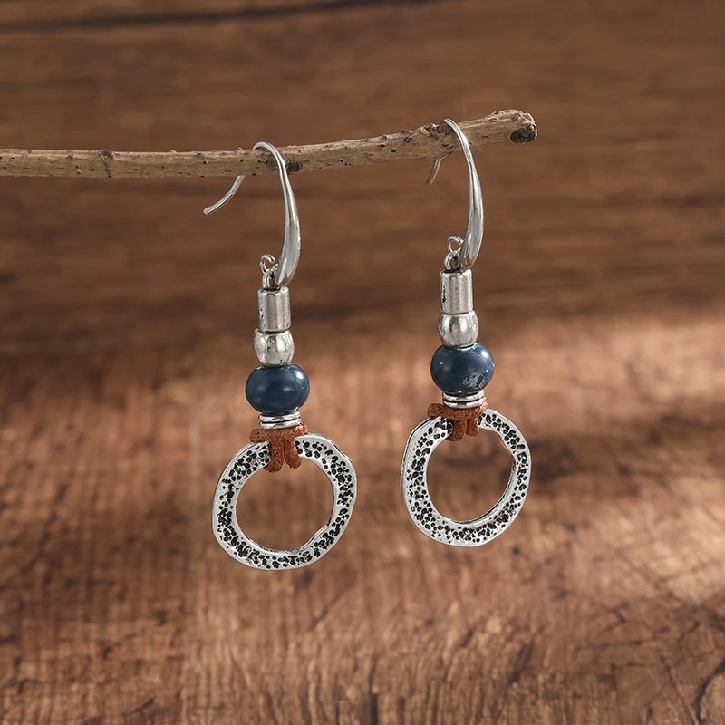 Boucles d'Oreilles Métal Antique Ethnique Vintage