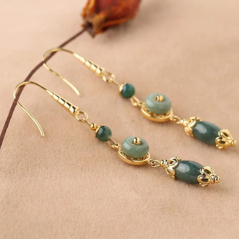 Boucles d'oreilles Vintage Goutte Verte
