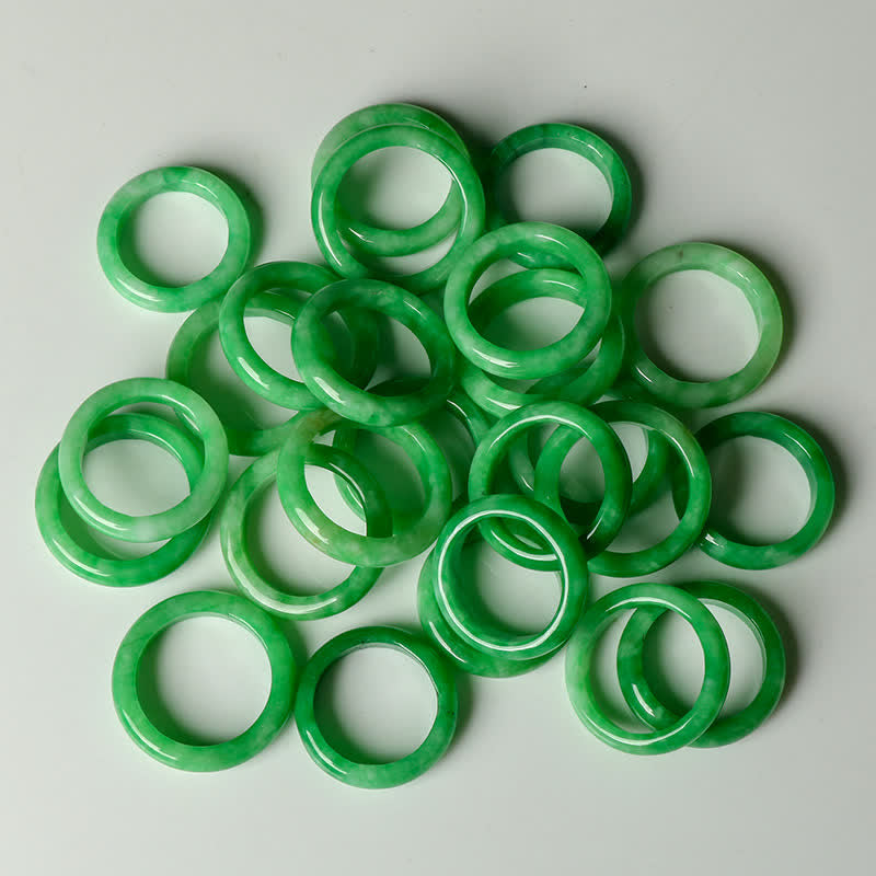 Bague ronde jade vert translucide – Léo