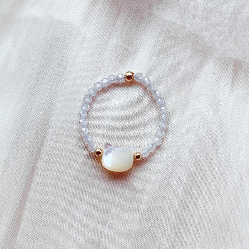 Bague pierres noires chat perles Or 14K – Léo
