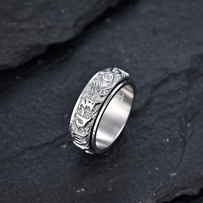 Bague acier inoxydable argenté gravée doré – Léo