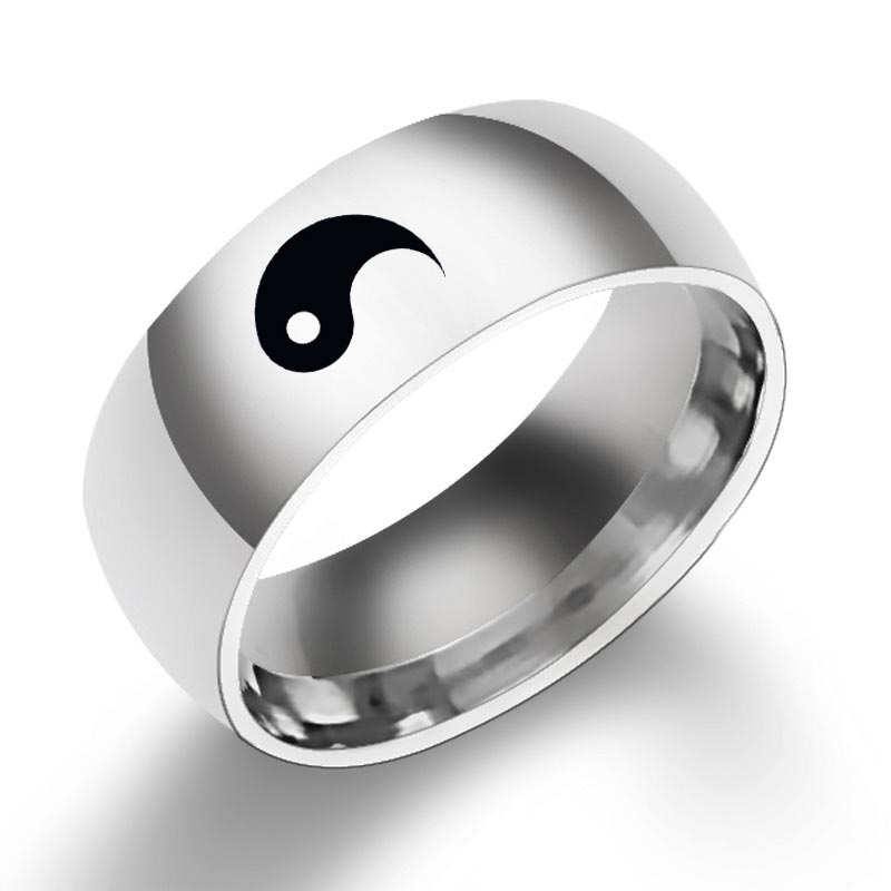 Bagues acier inoxydable Yin Yang noir et argent – Léo