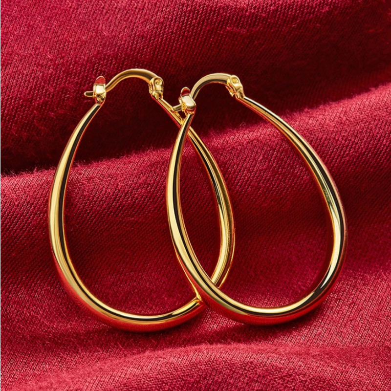 Boucles d'Oreilles Créoles Dorées Vintage