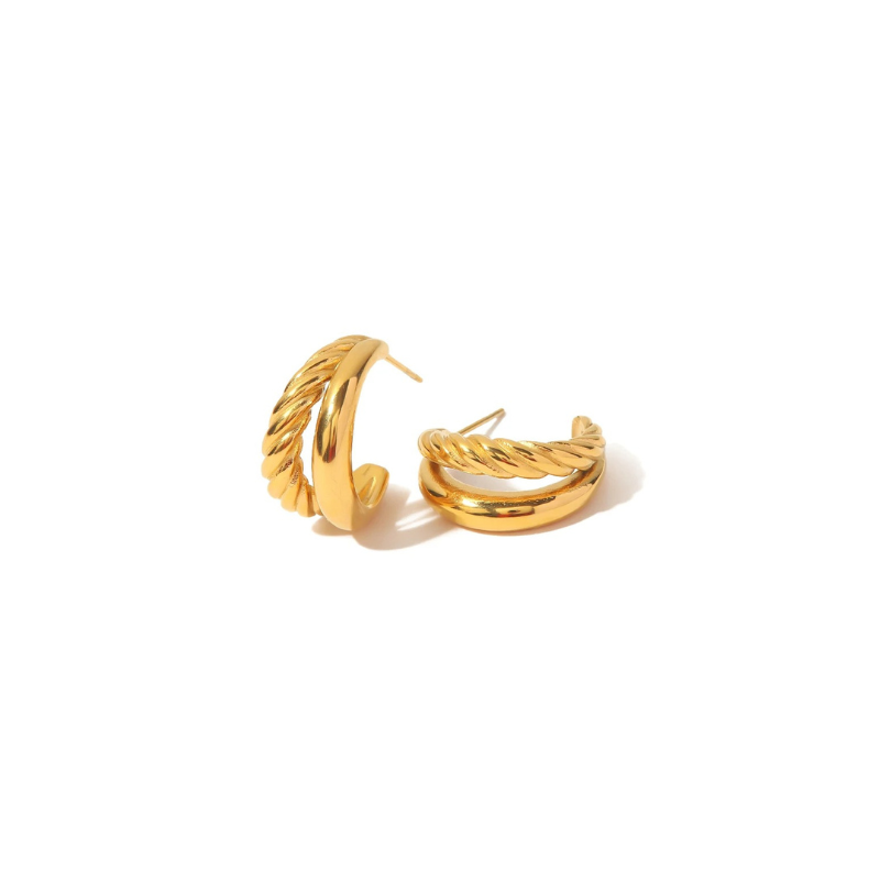 Boucles d'Oreilles Double Couche Tordues