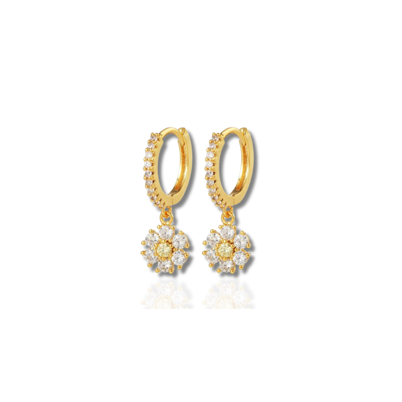 Set de boucles d'oreilles en or plaqué avec zirconia étincelant