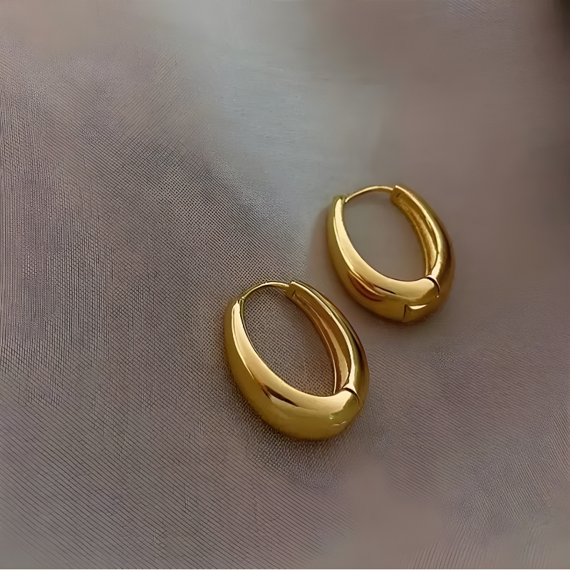 Boucles d'Oreilles en Forme de Goutte Dorées