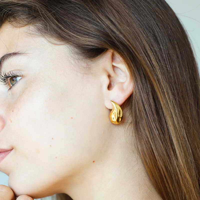 Boucles d'oreilles gouttes dorées plaqué or