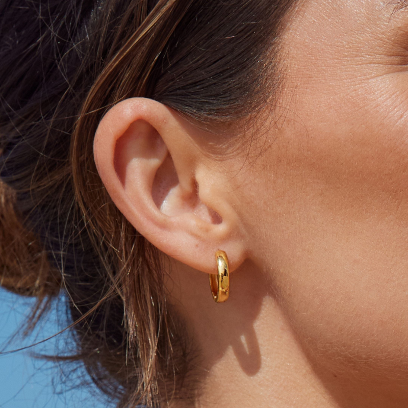 Boucles d'Oreilles Rondes en Hoops Plaquées Or