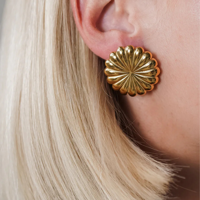Boucles d'oreilles fleurs vintage plaqué or
