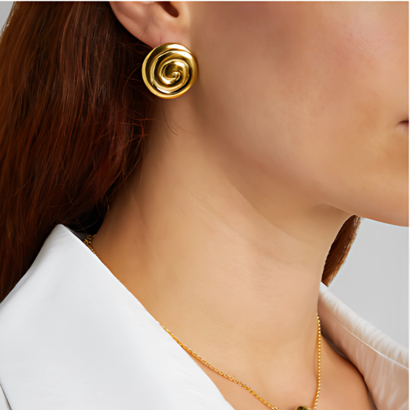 Boucles d'oreilles spirales plaqué or