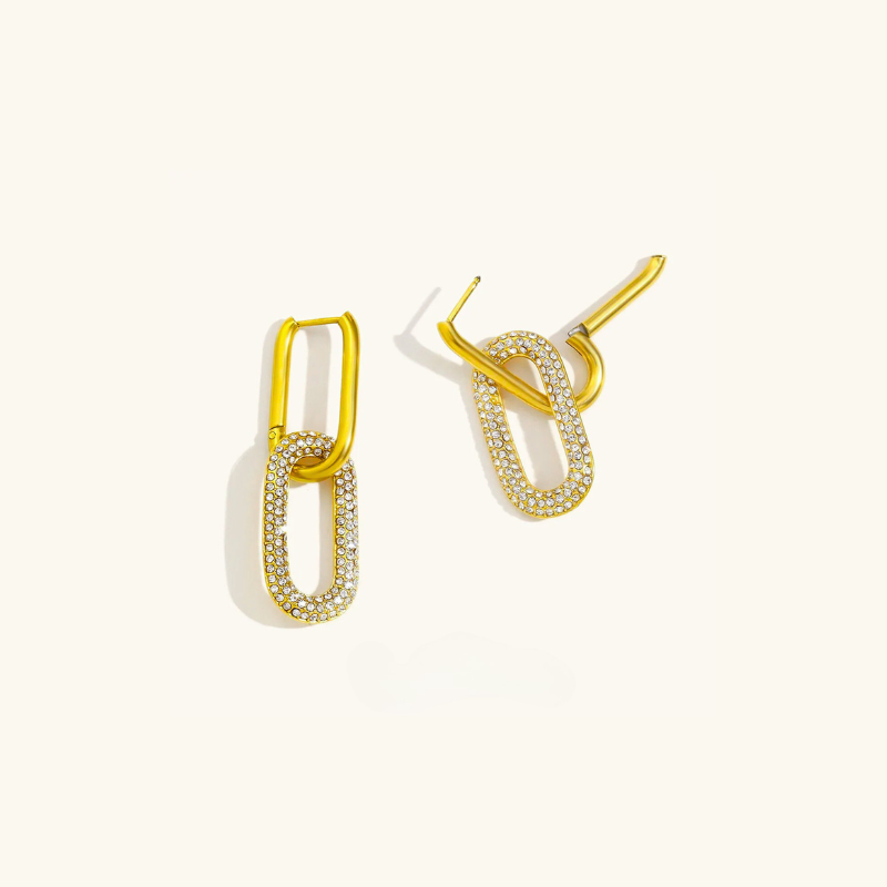 Boucles d'oreilles de luxe à double exquise en zircon