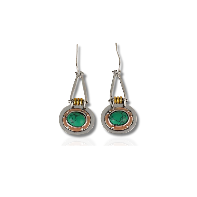 Boucles d'Oreilles Pendantes Boho avec Pendentif Turquoise