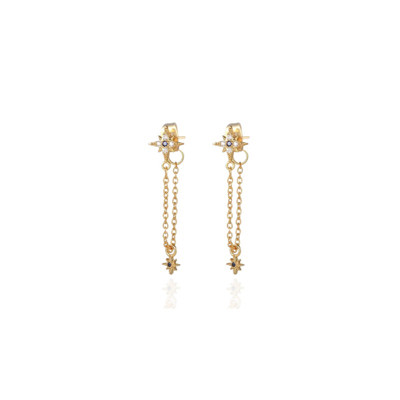 Boucles d'oreilles à franges en or avec zircon