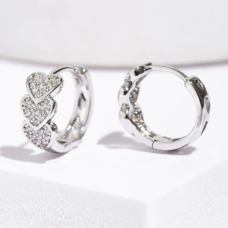 Boucles d'oreilles créoles cœur scintillantes