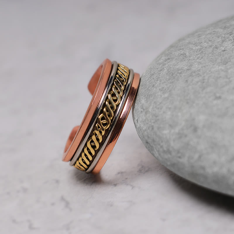 Bracelet jonc cuivre tressé doré – Léo