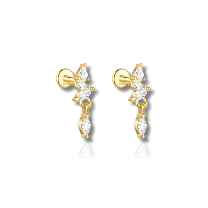 Set de boucles d'oreilles élégantes plaqué or