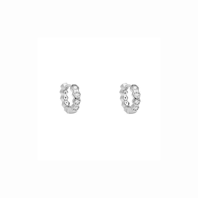 Boucles d'oreilles créoles hexagonales plaqué or