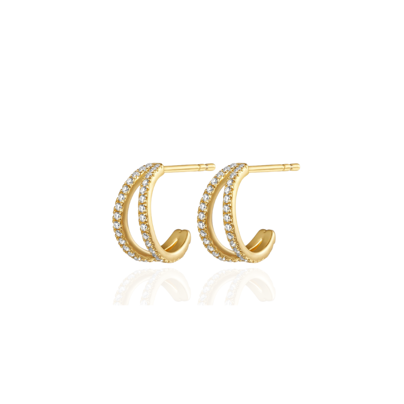 Boucles d'oreilles de luxe à double zircon