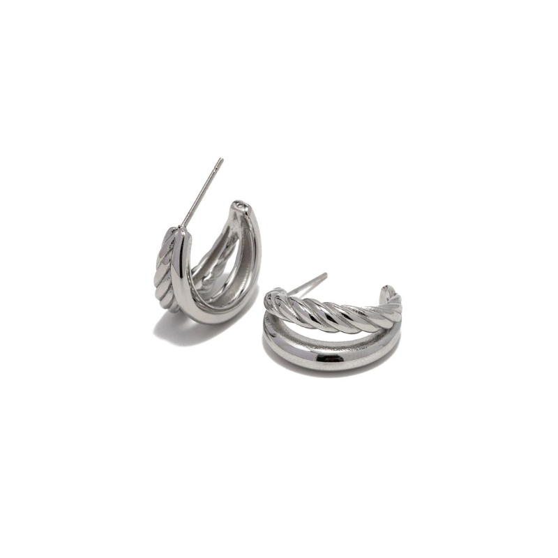 Boucles d'Oreilles Double Couche Tordues