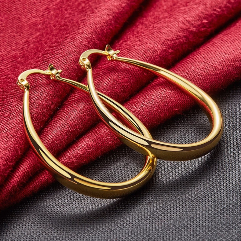 Boucles d'Oreilles Créoles Dorées Vintage