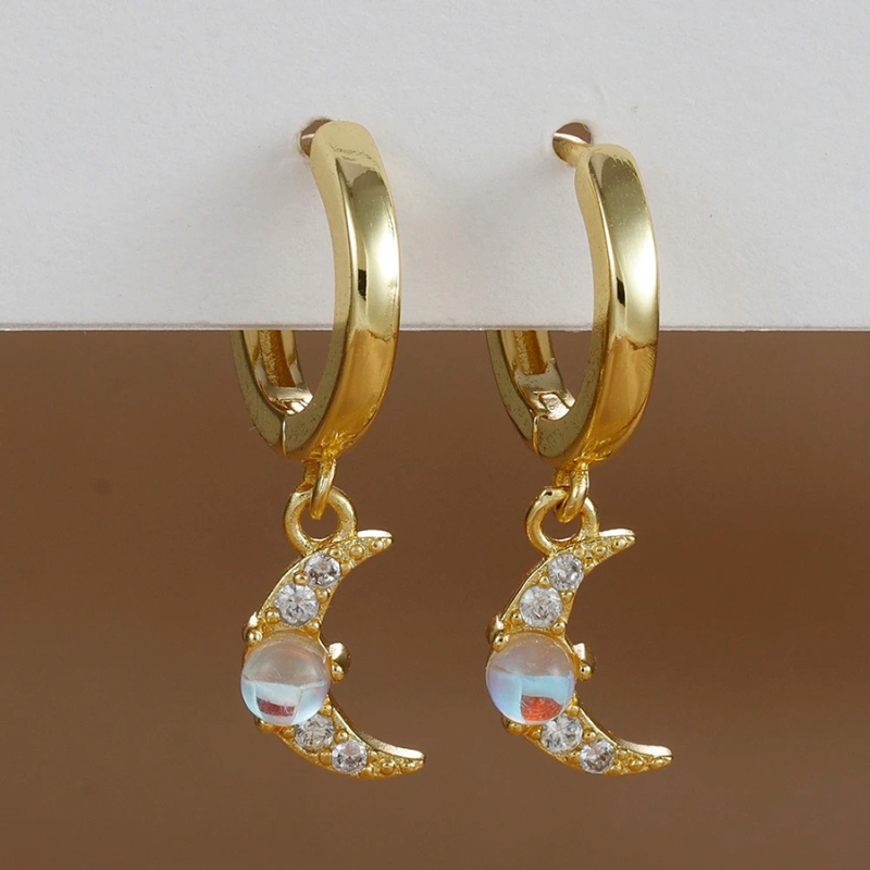 Boucles d'oreilles opales plaqué or