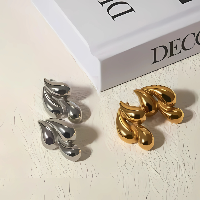 Boucles d'oreilles gouttes dorées plaqué or