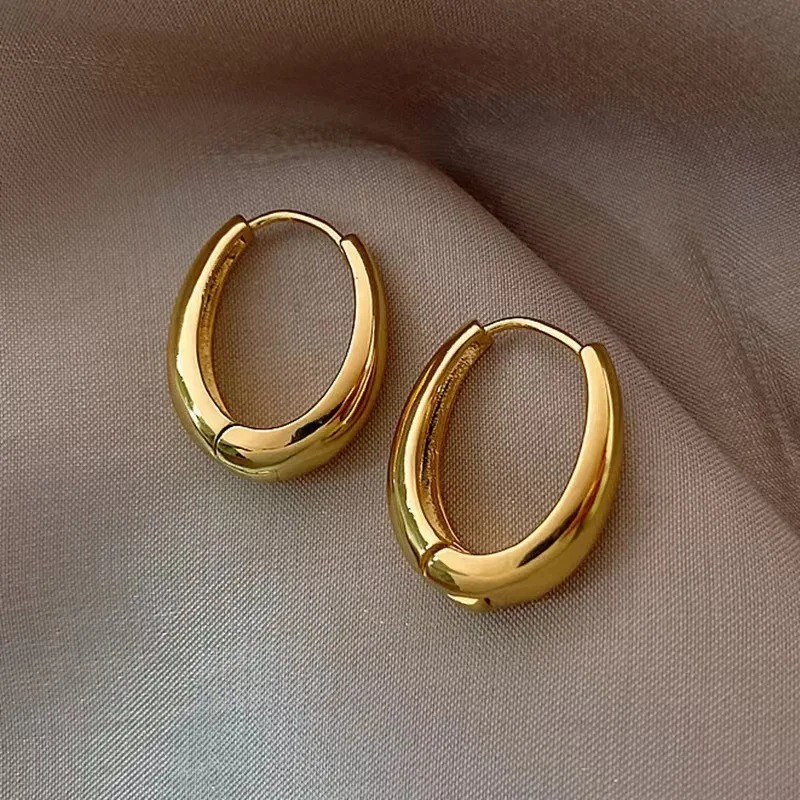 Boucles d'Oreilles en Forme de Goutte Dorées