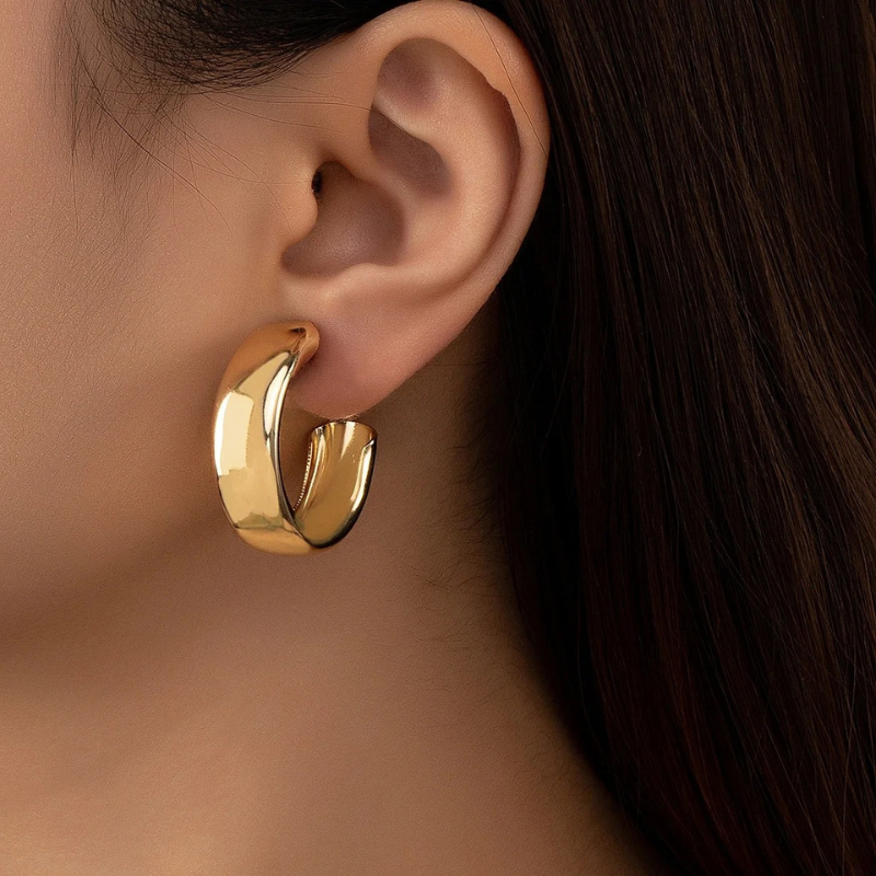 Boucles d'oreilles créoles dorées grandes taille plaqué or