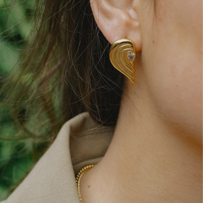 Boucles d'oreilles gouttes cœur brisé plaqué or