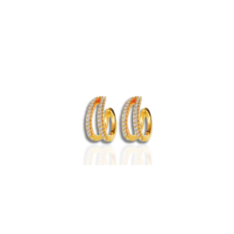 Set de boucles d'oreilles en or plaqué avec zirconia étincelant