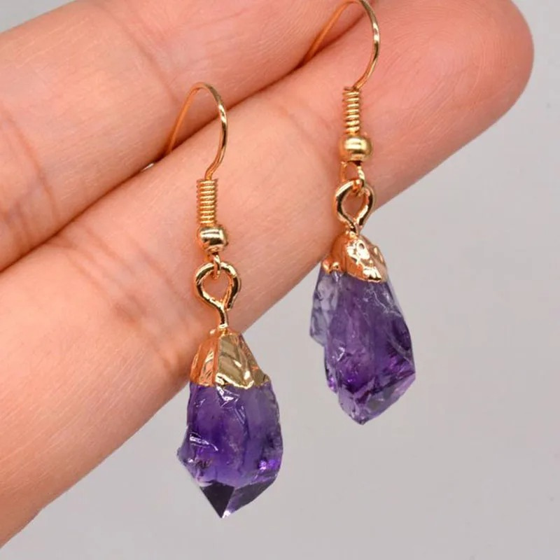 Boucles d'Oreilles Pendantes Améthyste