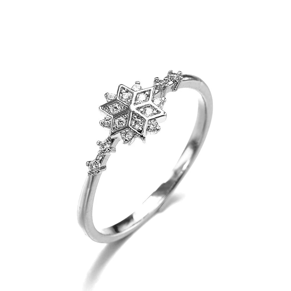 Bague flocon de neige argent et pierres claires – Lila