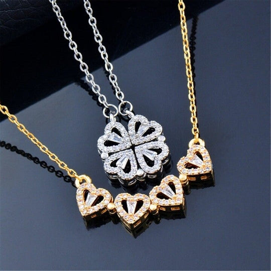 Collier pendentif trèfle or cristaux – Lila