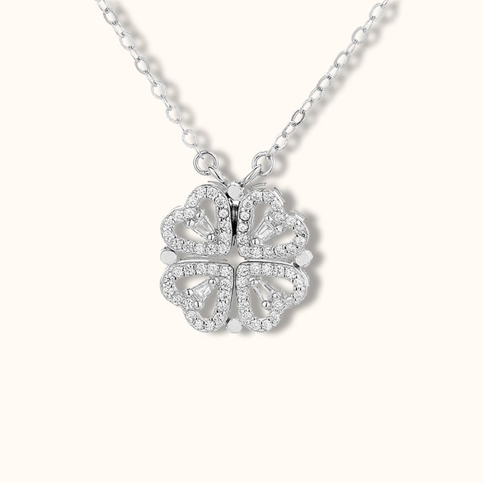 Collier pendentif trèfle or cristaux – Lila