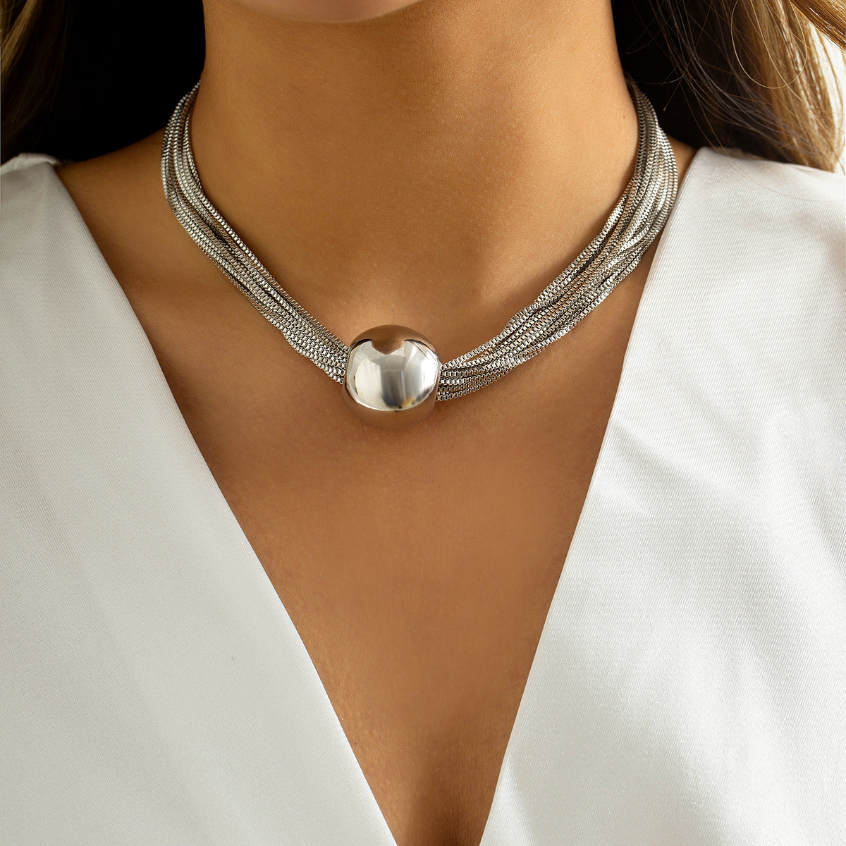 Collier choker multi-couches or géométrique – Lise