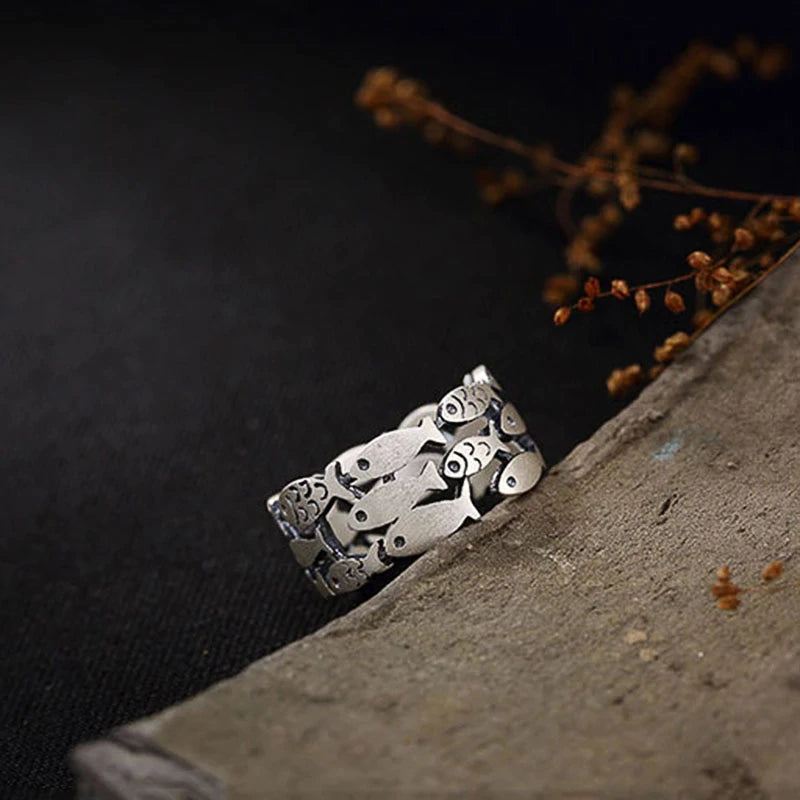 Bague ajourée poissons argent – Léa