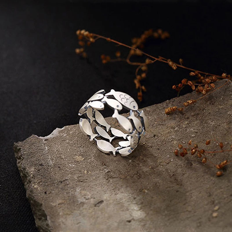 Bague ajourée poissons argent – Léa