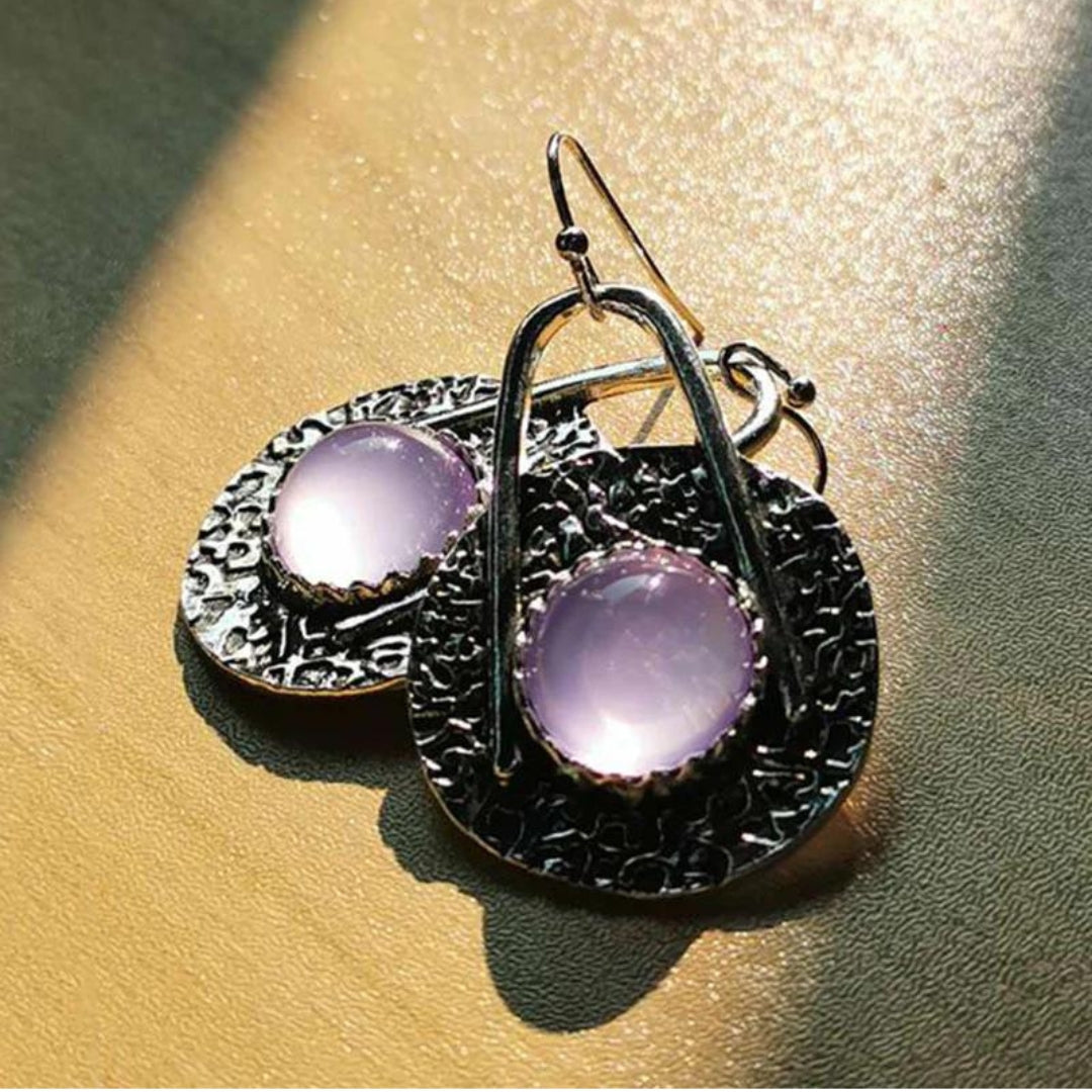 Boucles d’oreilles pendantes argent pierres lavande – Lise