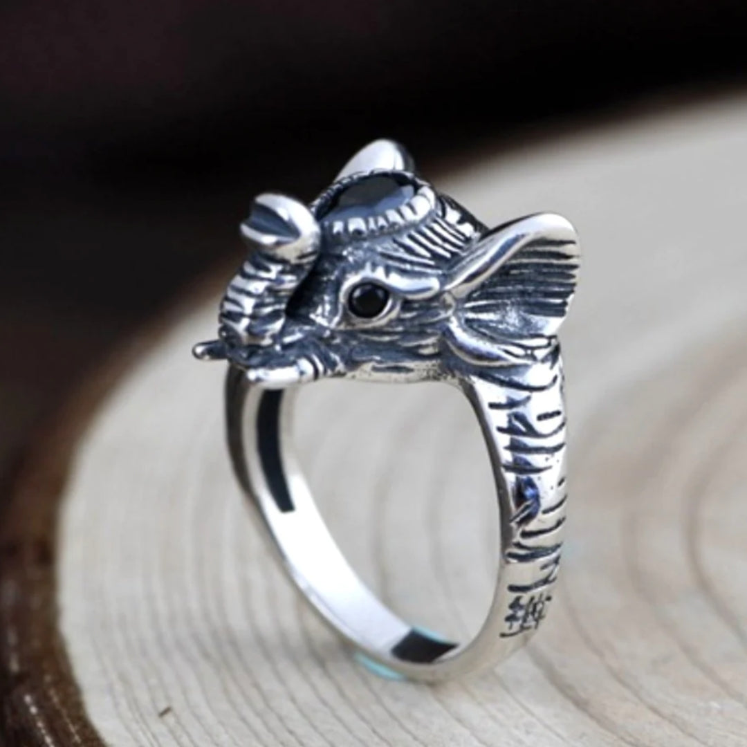 Bague ajustable éléphant argent – Léo