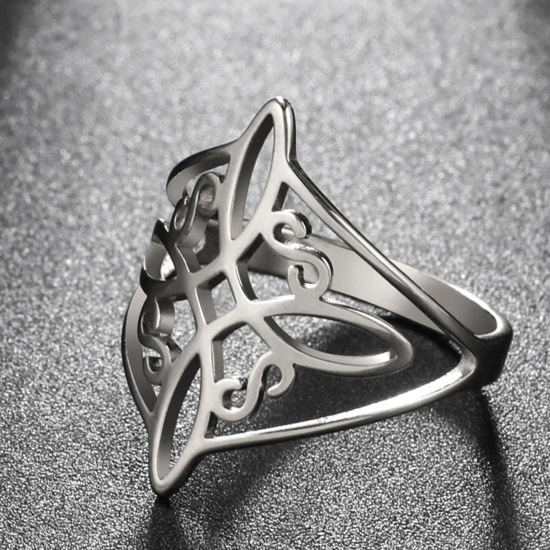 Bague ajourée symbole complexe argent – Léo