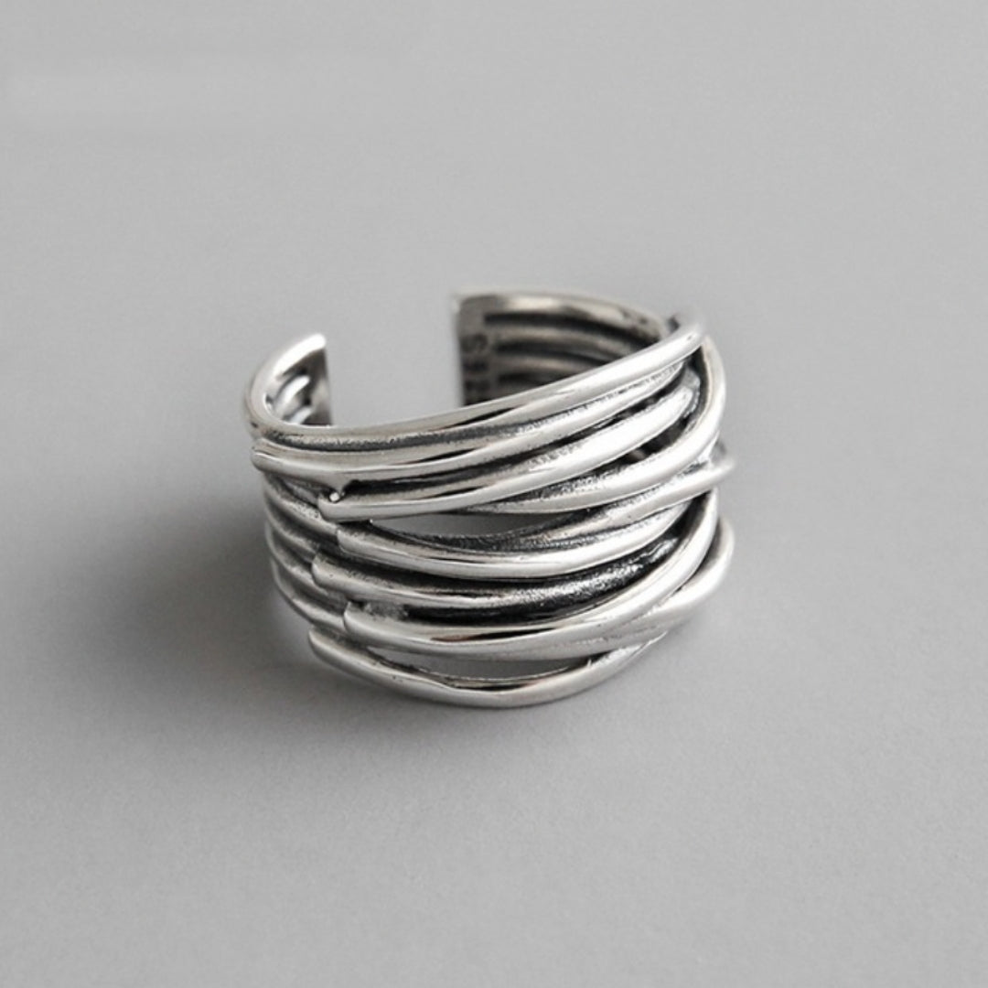 Bague superposée anneaux entrelacés argent – Léo