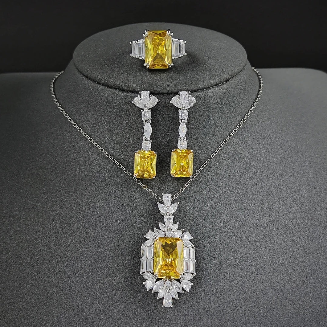 Collier pendentif géométrique argent cristal zircon – Lise