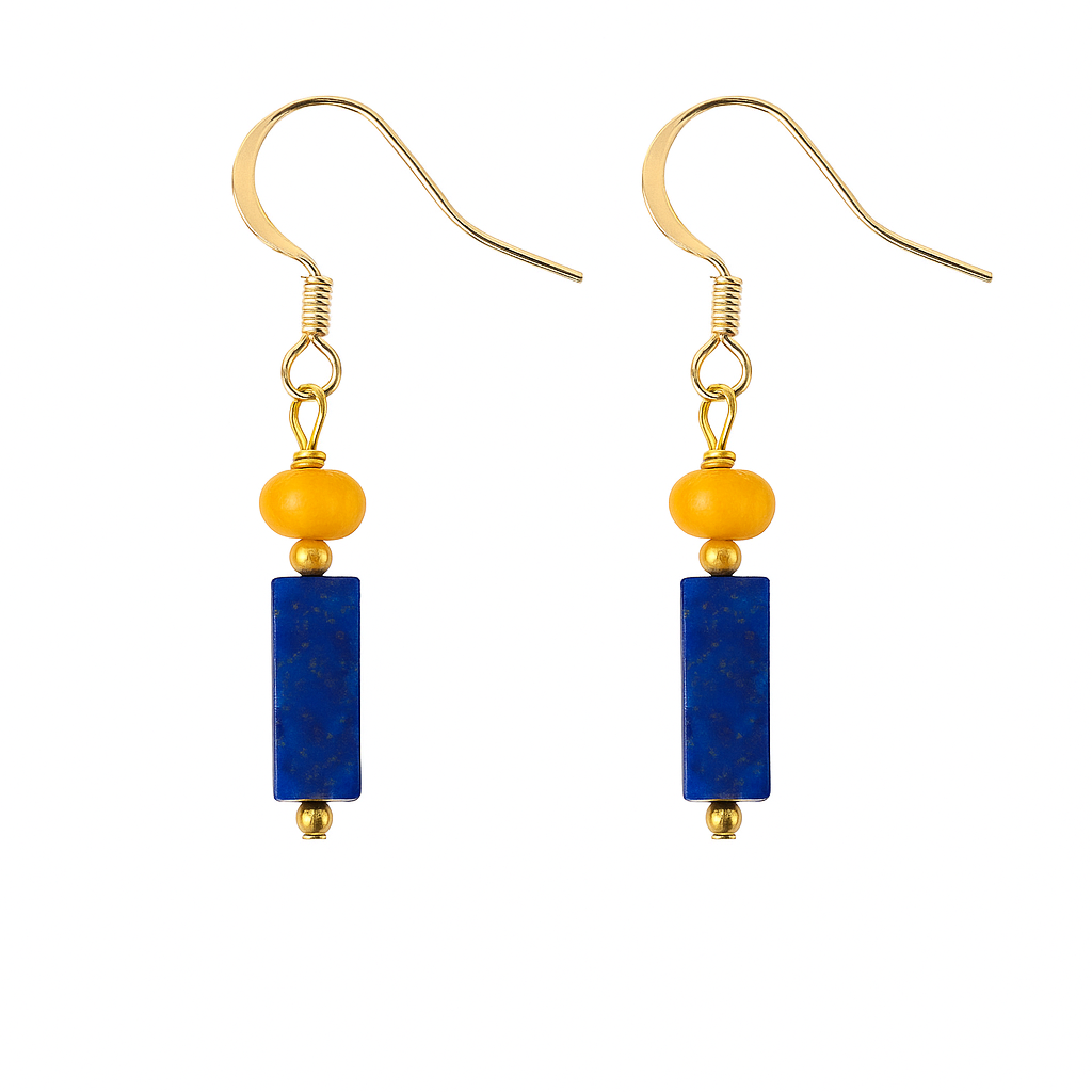 Boucles d'oreilles bleus lapis lazuli plaqué or