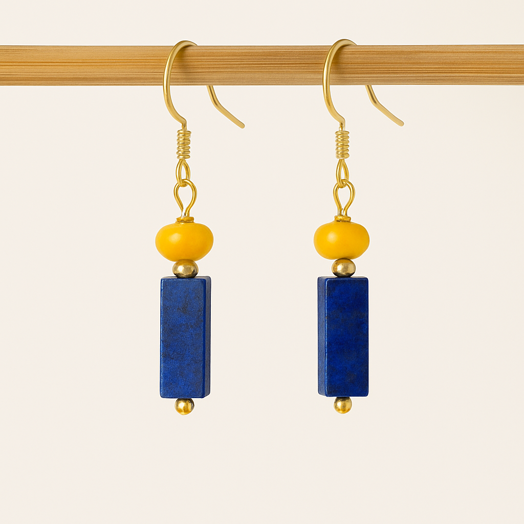 Boucles d'oreilles bleus lapis lazuli plaqué or
