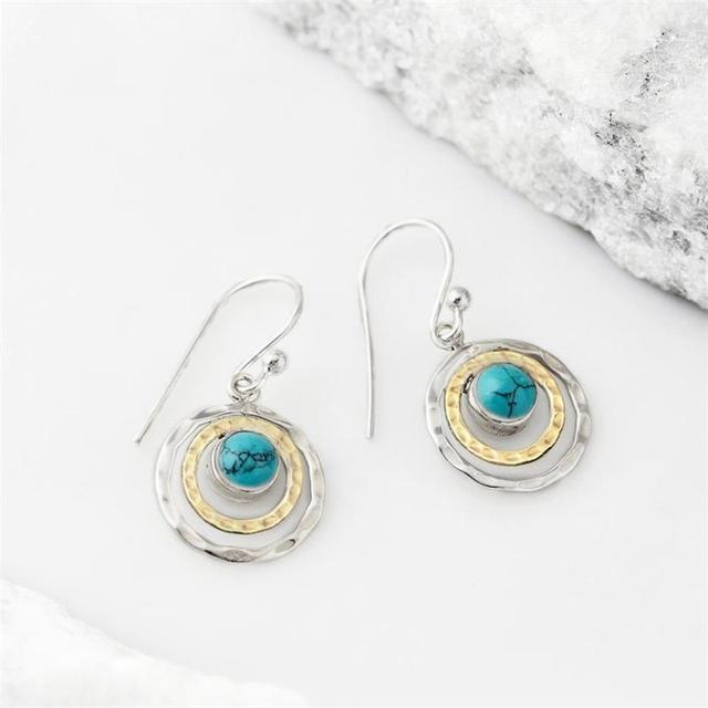 Boucles d'Oreilles Pendantes Boho avec Pierre Turquoise