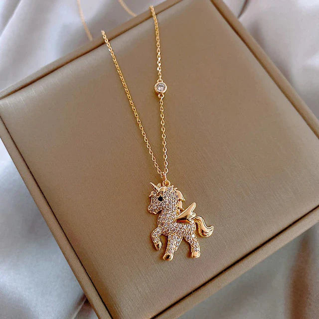 Pendentif licorne or zirconium – Léa