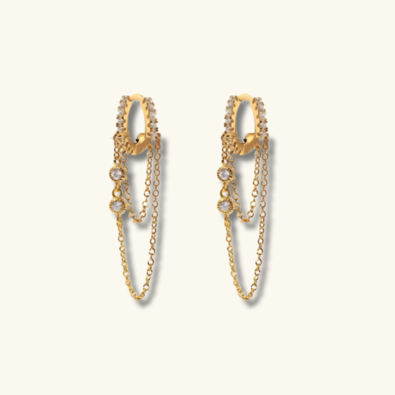 Set de Boucles d’Oreilles Dorées Étoile & Chaînette