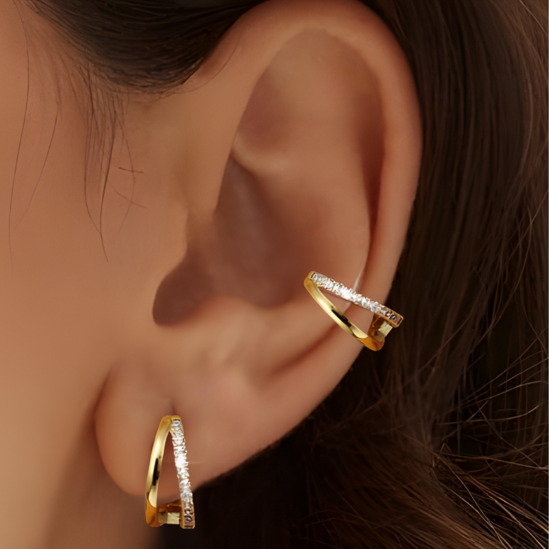 Clips d’Oreilles Dorés avec Zircone
