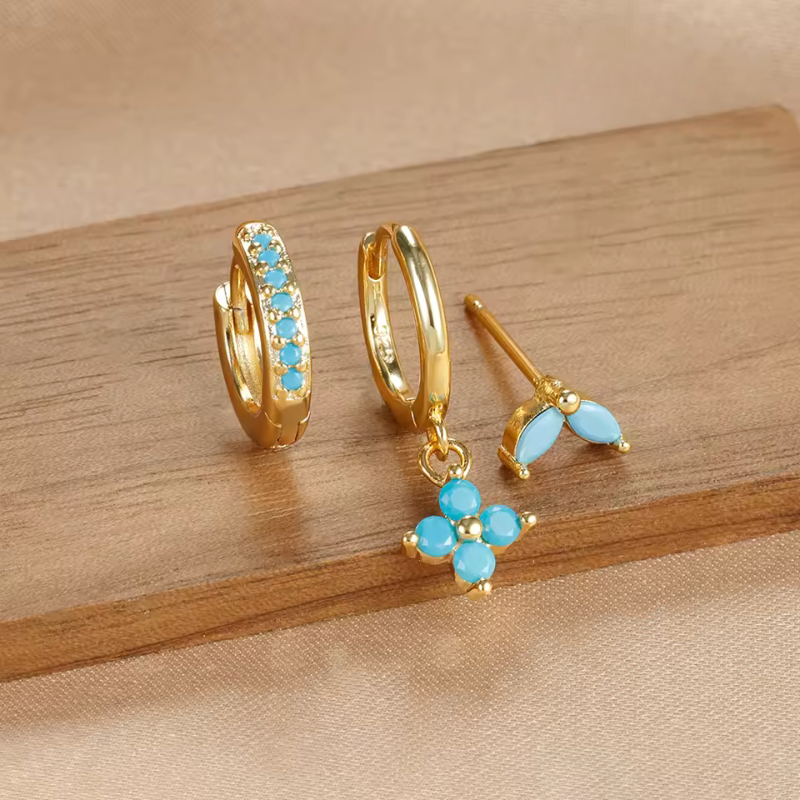 Set de boucles d’oreilles luxe pour femme avec cristaux