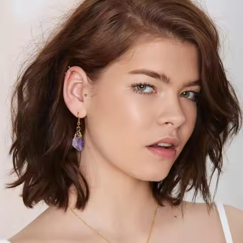 Boucles d'Oreilles Pendantes Améthyste